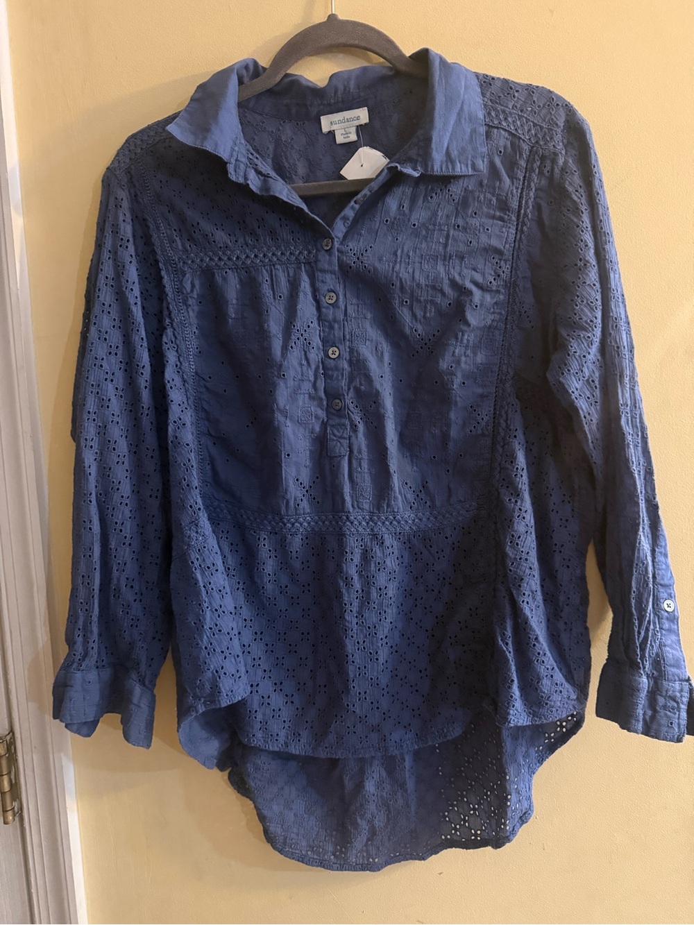 Sundance Blue Eyelet Button-Front Women's Top